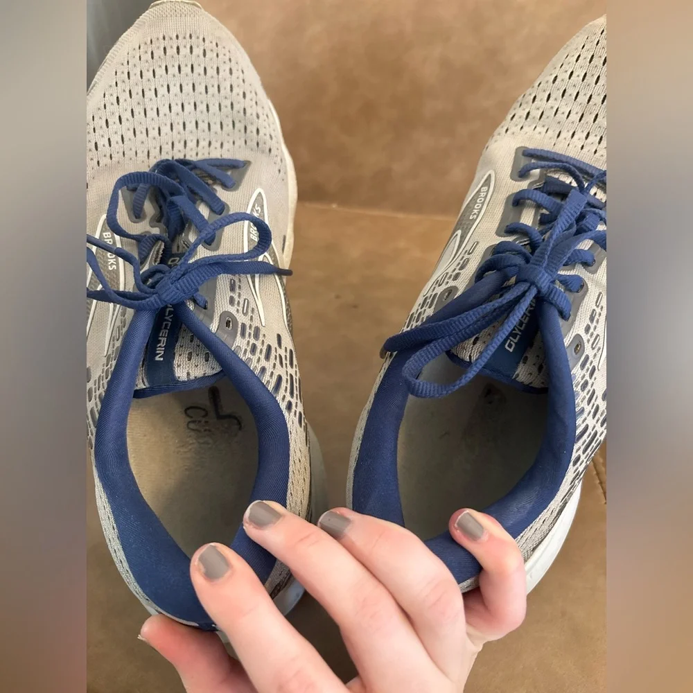 Brooks glycerin blue gray lace up sneakers comfortable running shoes size 11 - Picture 3 of 6